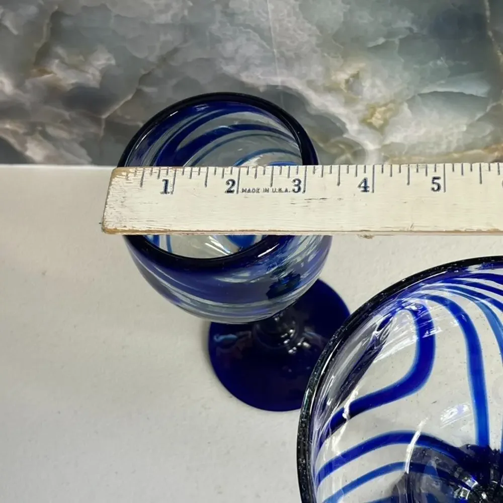Mexican Swirl Hand Blown Margarita Glasses 7